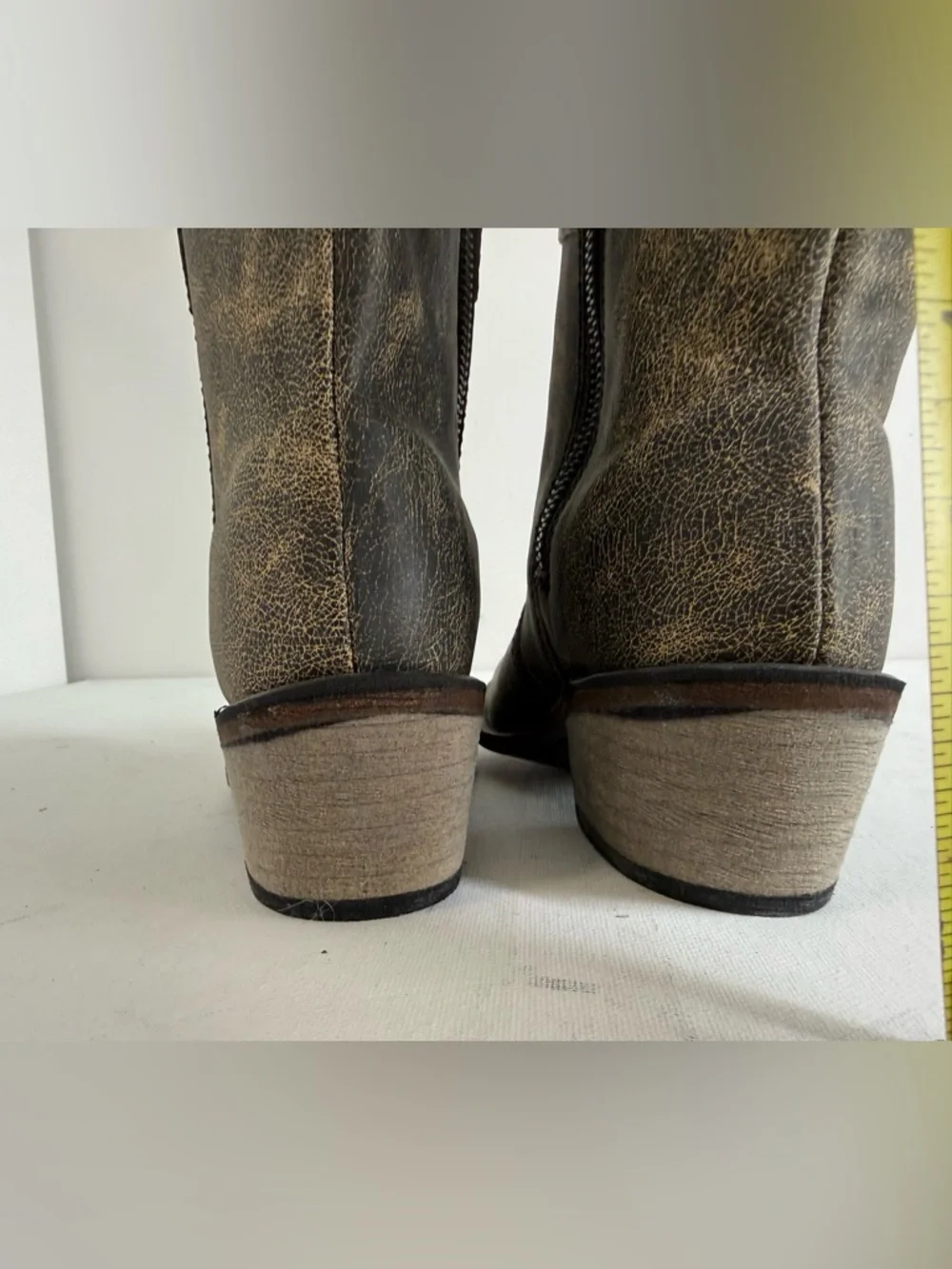 Kids Distressed Black Cowboy Boots with Zipper